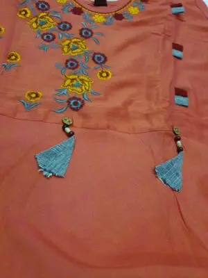 Heavy Two Tone Rayon Kurti with Embroidery - Image 4