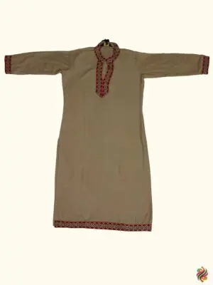 Beige & Maroon Embroidered Kurti Palazzo Set with Dupatta - Image 6