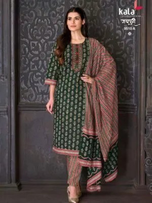 Ethnic Cotton Kurti Pants with Dupatta - Image 2