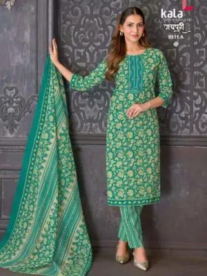 Ethnic Cotton Kurti Pants with Dupatta - Image 3