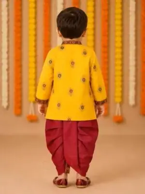 Kids Angrakha Style Krishna Dhoti Kurta - Image 2