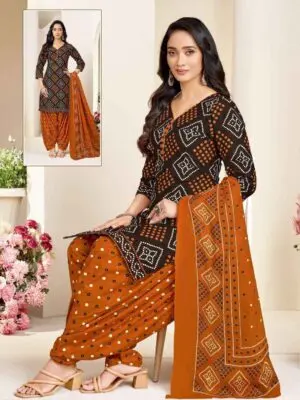 Bandhani Printed Cotton Kurta Salwar and Dupatta - Image 2