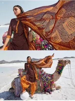 Women Ladies Suits Indian Ethnic Patiala Cotton Dress with Dupatta - Image 2