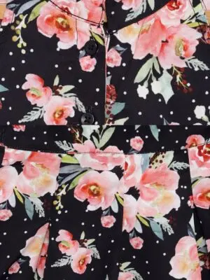 Girls Dress Ethnic Black & Pink Floral Printed Top with Palazzos - Image 4