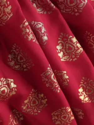 Girls Butta-Embroidered Brocade Top with Lining and Designer Dhoti Set - Image 6
