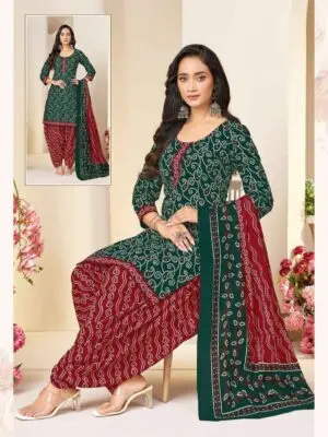 Bandhani Printed Cotton Kurta Salwar and Dupatta - Image 4