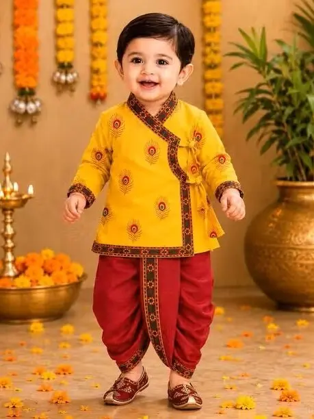 Kids Angrakha Style Krishna Dhoti Kurta