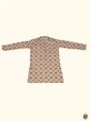 Boys Ivory Coral Kurta Pyjama Set - Image 5