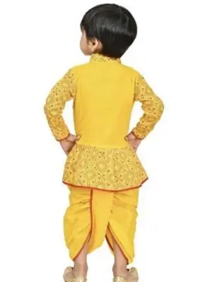 Boys Kids Angarakha Style Krishna Style Cotton Dhoti Kurta - Image 2