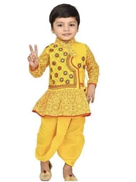 Boys Kids Angarakha Style Krishna Style Cotton Dhoti Kurta