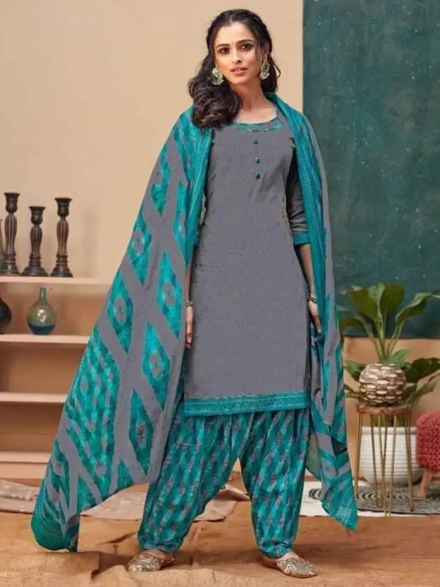 Indian Ethnic Wear, Punjabi Suits, Pure Heavy Cotton Printed Suits