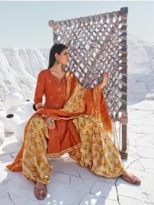 Women Ladies Suits Indian Ethnic Patiala Cotton Dress with Dupatta - Image 5