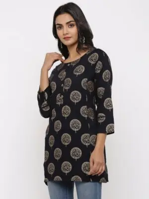 Ladies Printed Rayon Designer Short Kurtis - Image 2