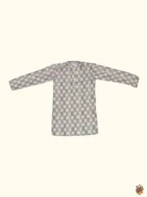 Boys Ivory Grey Kurta Pyjama Set - Image 6