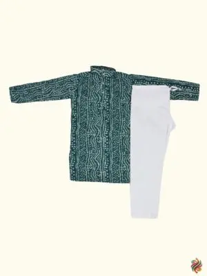 Teal and Plum color Bandhani Boys Kurta Pyjama Set - Image 10