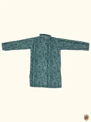 Teal and Plum color Bandhani Boys Kurta Pyjama Set - Image 11