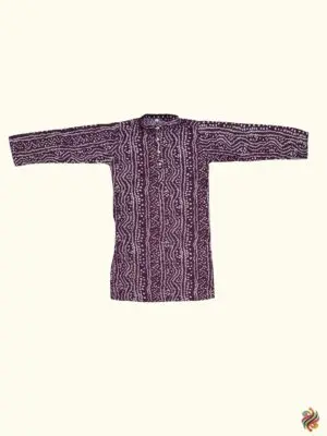 Teal and Plum color Bandhani Boys Kurta Pyjama Set - Image 5