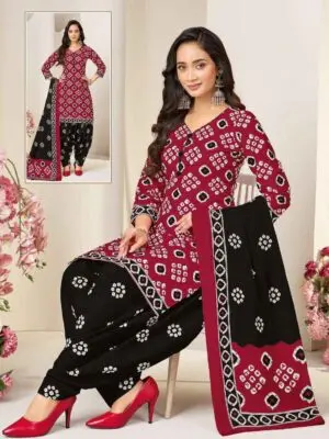 Bandhani Printed Cotton Kurta Salwar and Dupatta - Image 11