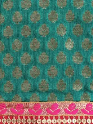 Girls Butta-Embroidered Brocade Top with Lining and Designer Dhoti Set - Image 4