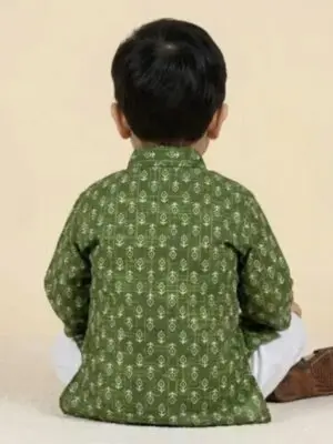 Boys Janmashtami Cotton Krishna Printed Dhoti Kurta - Image 2
