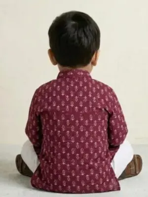 Boys Janmashtami Cotton Krishna Printed Dhoti Kurta - Image 5